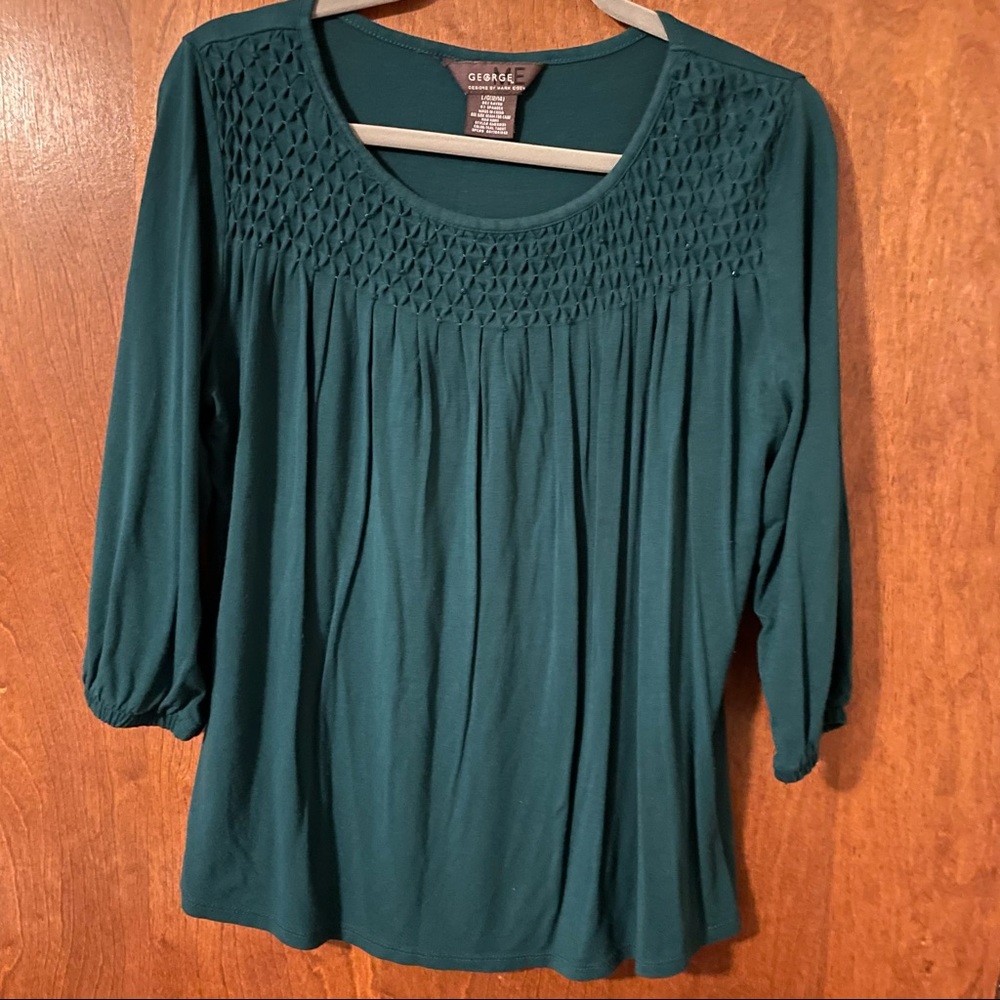 George Designs by Mark Eisen Emerald Green beaded Blouse